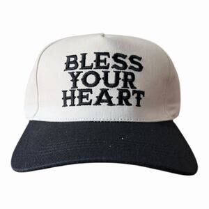 Bless Your Heart Embroidered Hat Black Ivory Canvas Adjustable Cap Southern Sass
